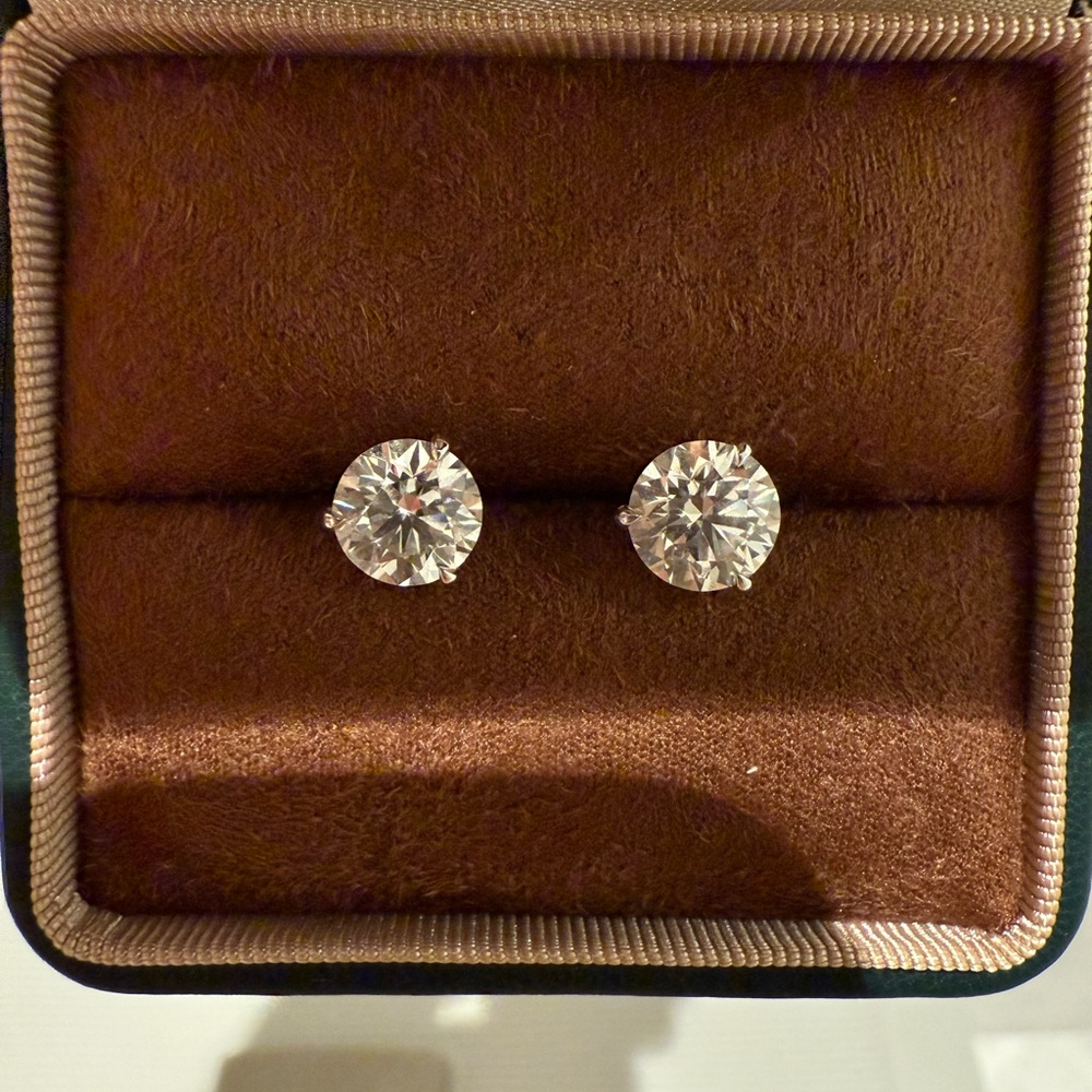 Lightbox jewelry lab diamond ear studs, 2ct each
